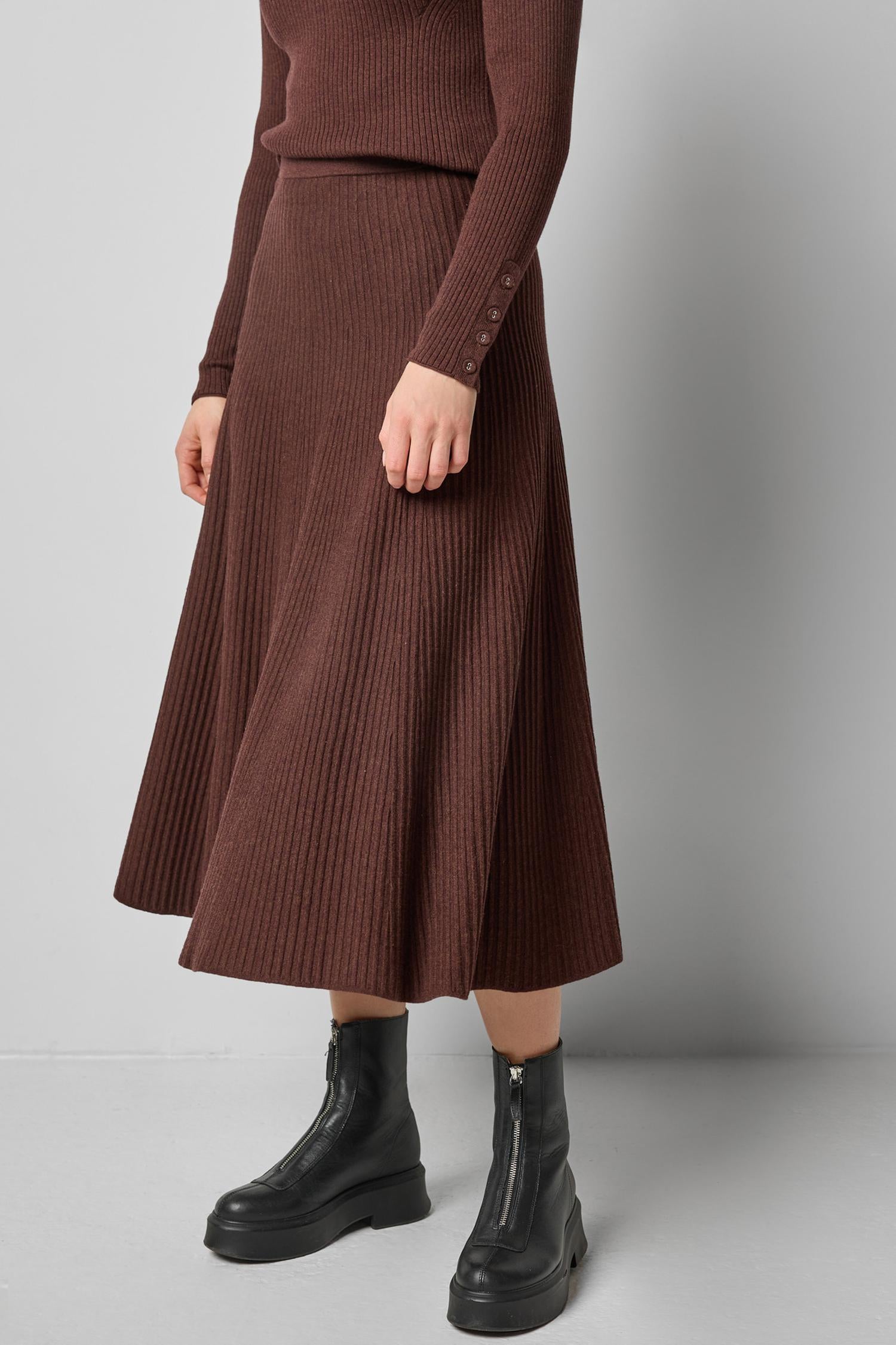 Flared Knit Skirt in color Java Image A1