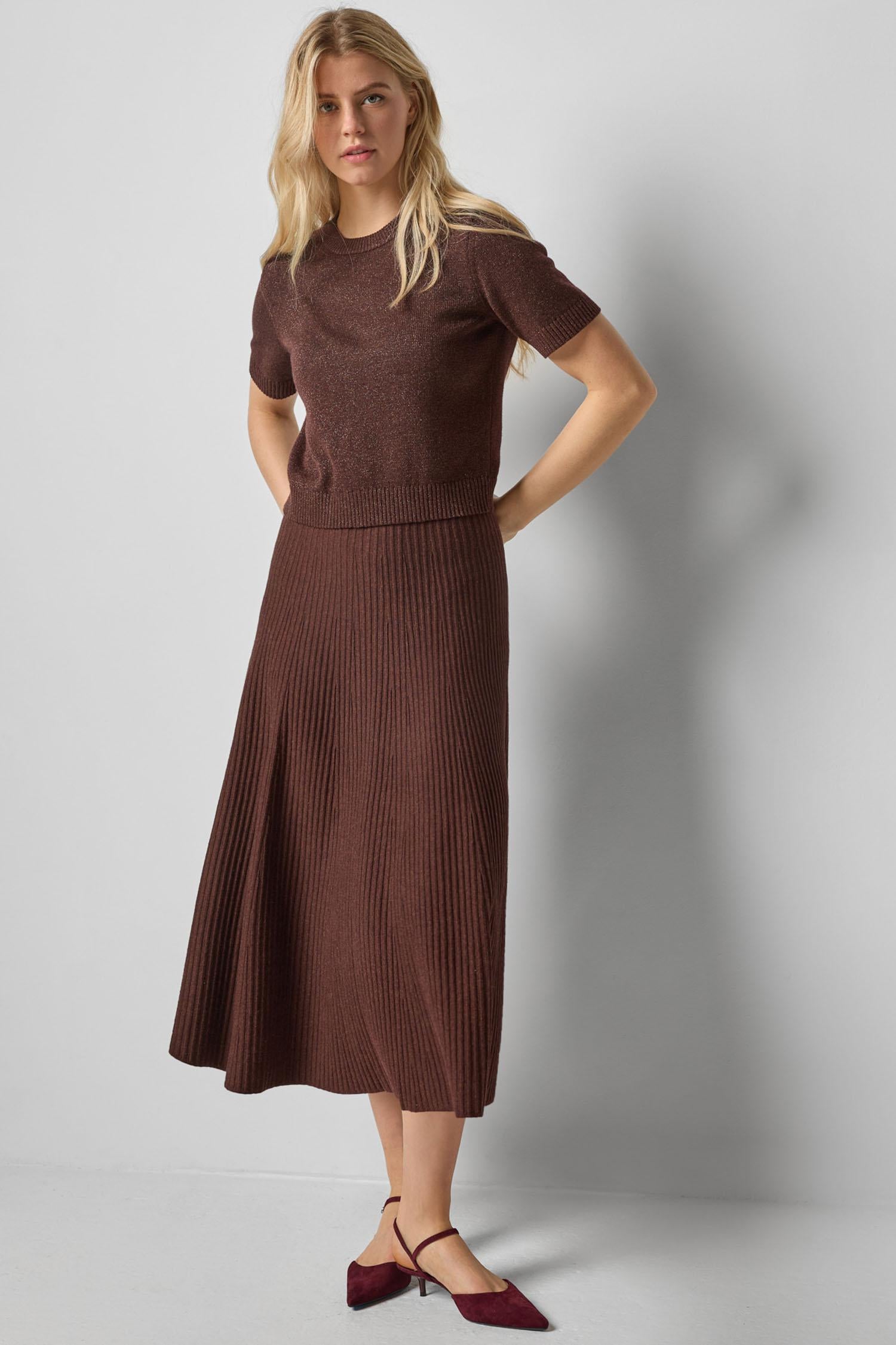 Flared Knit Skirt in color Java Image A3