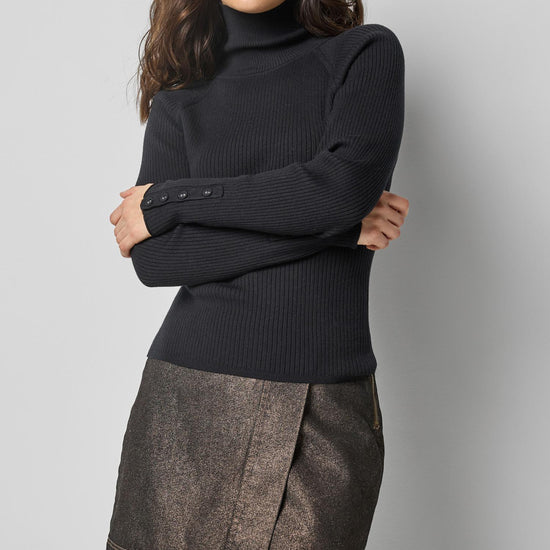 Slim Rib Turtleneck in color Black Image A1