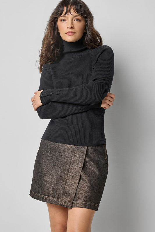 Slim Rib Turtleneck in color Black Image A1