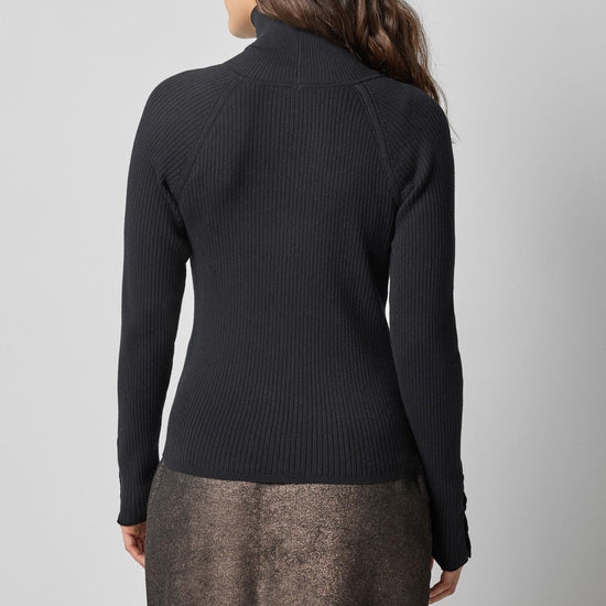 Slim Rib Turtleneck in color Black Image A2