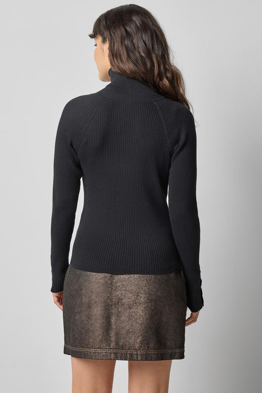 Slim Rib Turtleneck in color Black Image A2