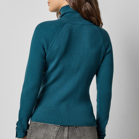 Slim Rib Turtleneck in color Deep Sea Image A2