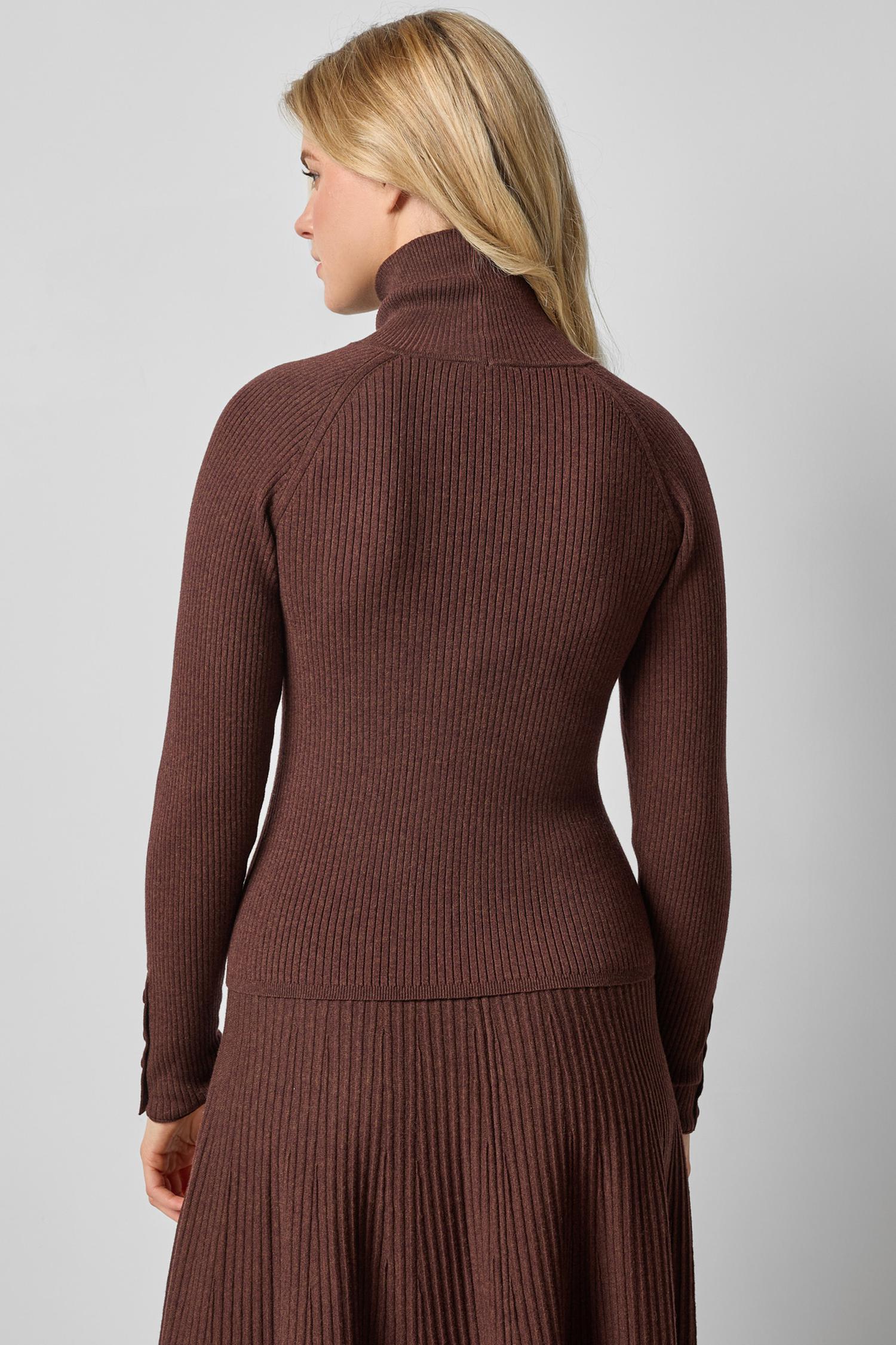 Slim Rib Turtleneck in color Java Image A2