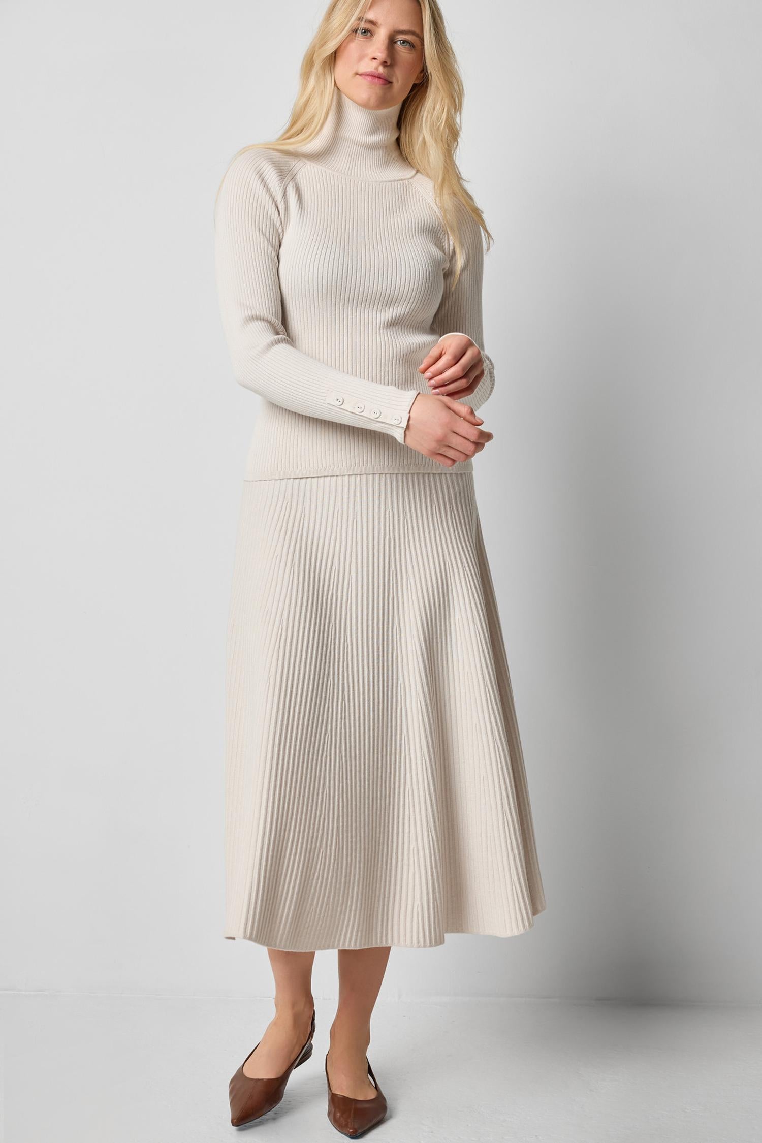 Slim Rib Turtleneck in color Mist Image A0