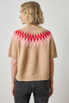 Short Sleeve Easy Fairisle Sweater Womens Sweater Camel Fairisle A2