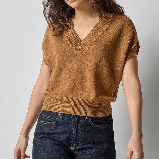 V-Neck Wedge Sweater in color Cork Image A1