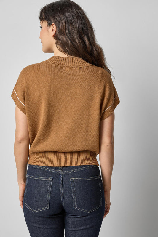 V-Neck Wedge Sweater in color Cork Image A2