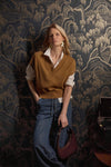 V-Neck Wedge Sweater Womens Sweater Cork C0
