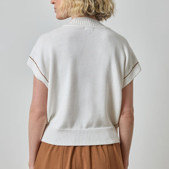 V-Neck Wedge Sweater in color White Image A2