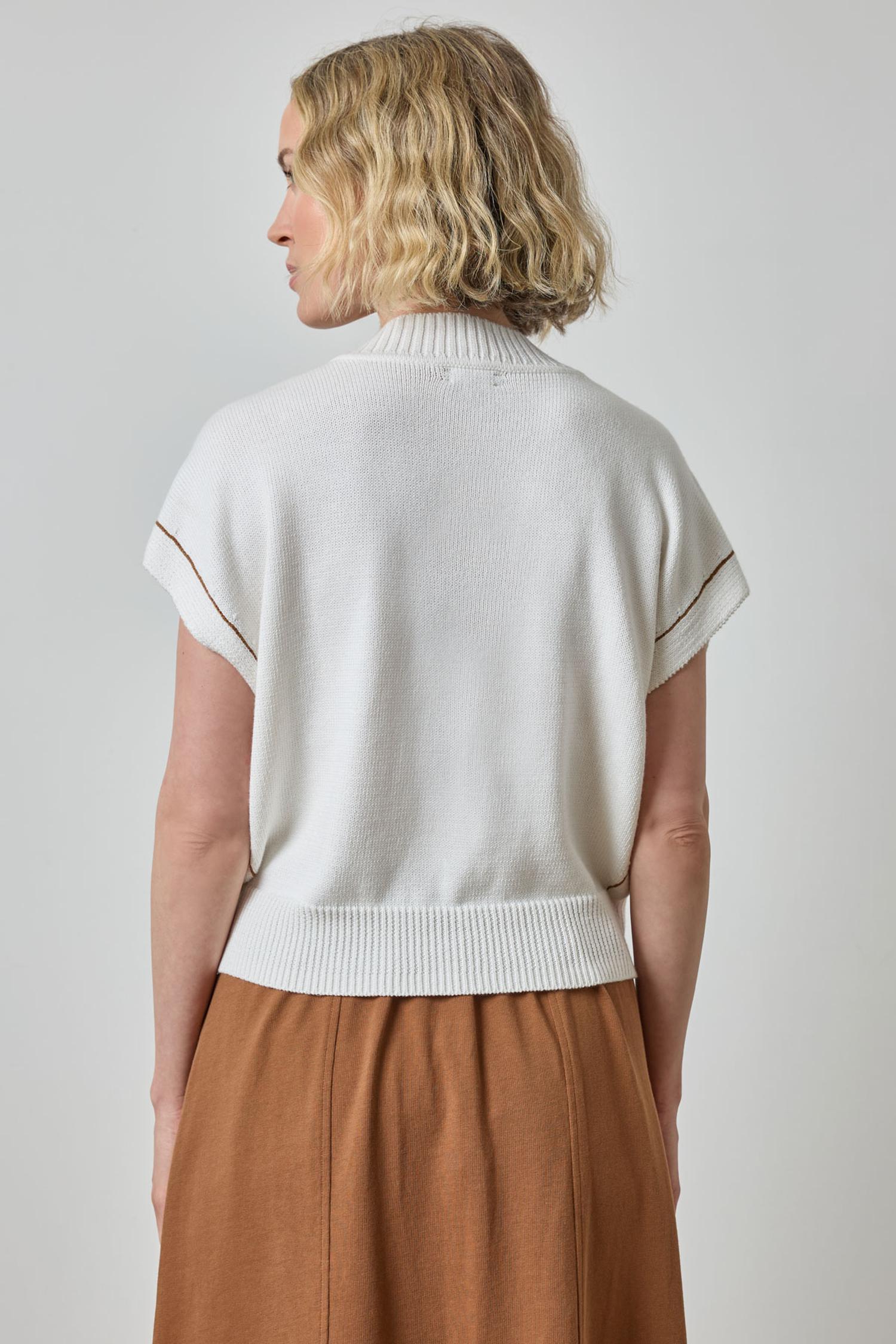 V-Neck Wedge Sweater in color White Image A2