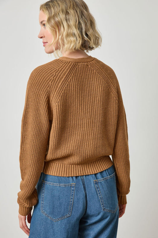 Shrunken V-Neck Cardigan in color Cork Image A2
