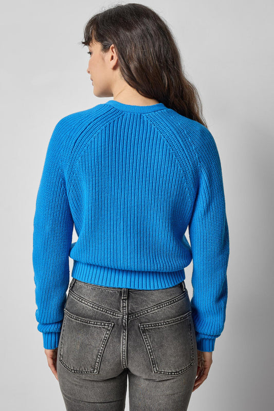 Shrunken V-Neck Cardigan in color Dutch Blue Image A2