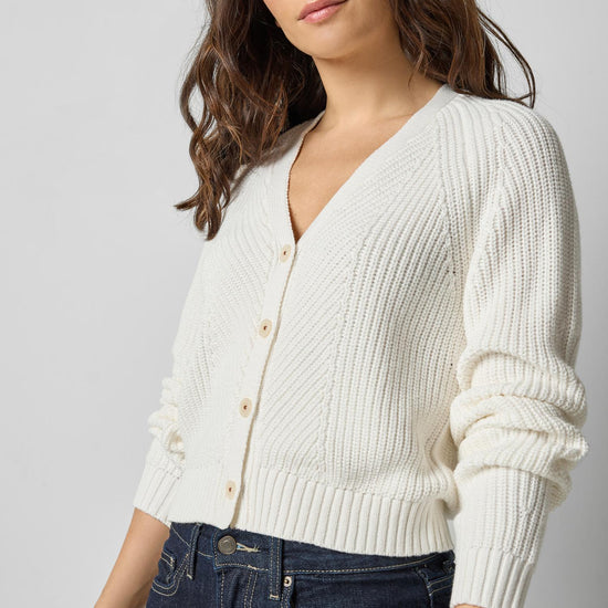 Shrunken V-Neck Cardigan in color White Image A1