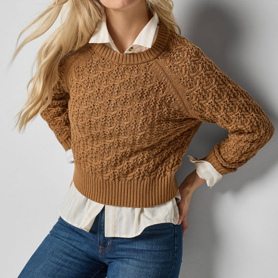 Easy Sleeve Raglan Sweater in color Cork Image A3