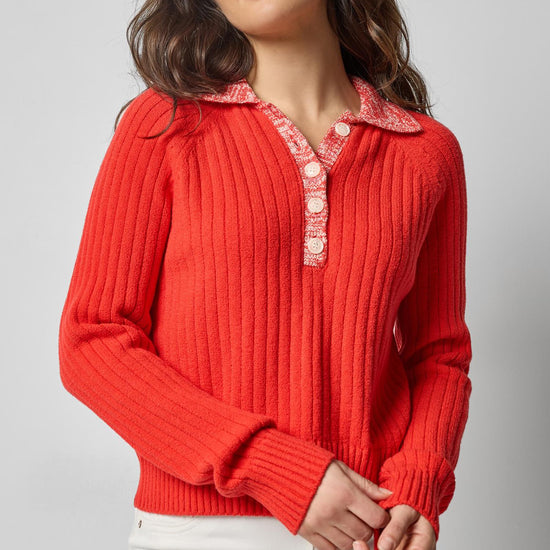 Marled Henley Sweater in color Fiesta Image A1