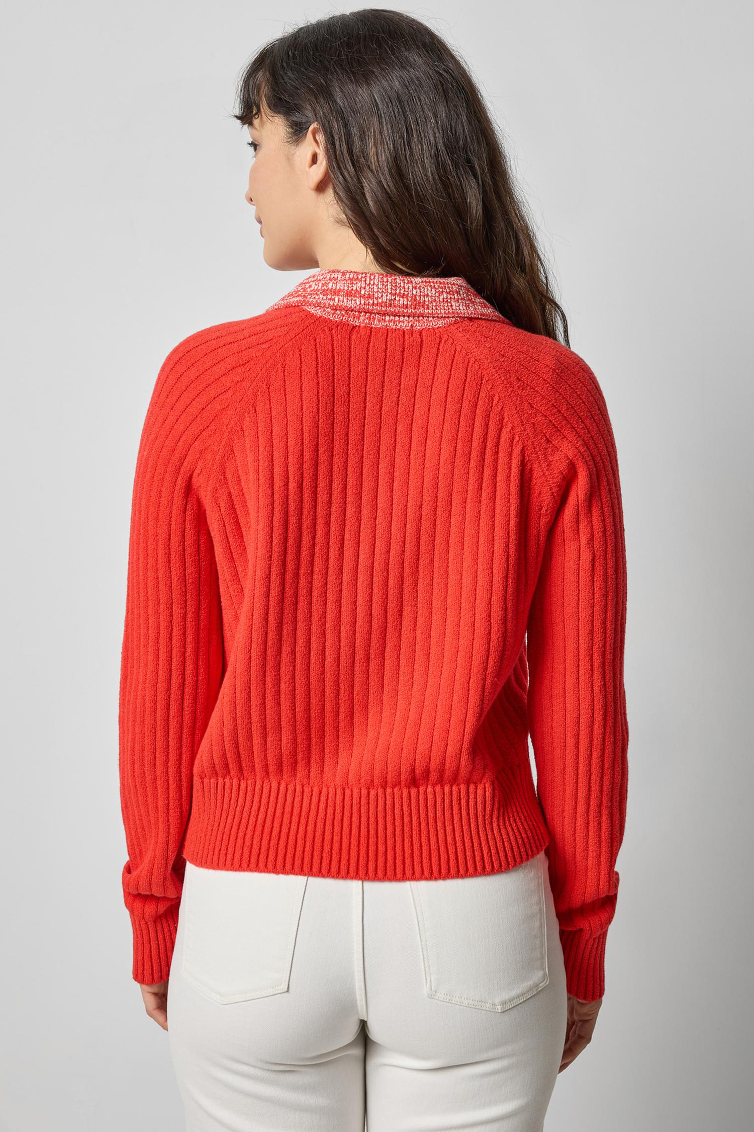Marled Henley Sweater in color Fiesta Image A2