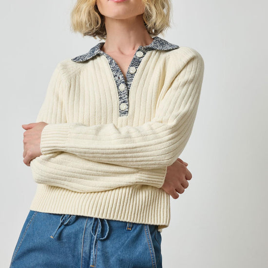 Marled Henley Sweater in color Magnolia Image A1