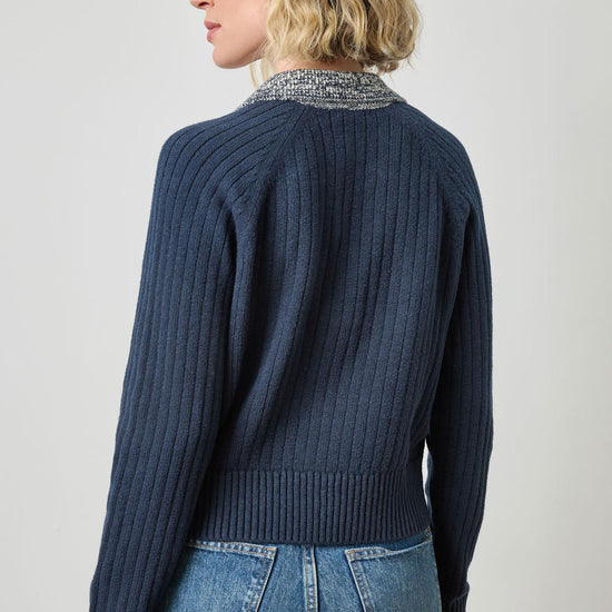 Marled Henley Sweater in color Navy Image A2