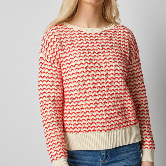 Long Sleeve Zig Zag Sweater in color Magnolia Zig Zag Image A1