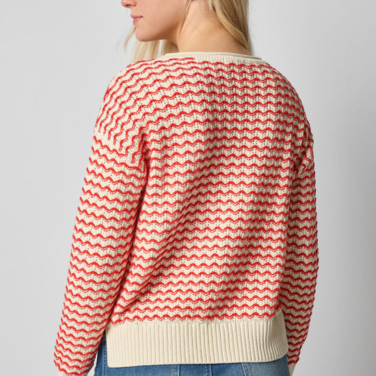 Long Sleeve Zig Zag Sweater in color Magnolia Zig Zag Image A2