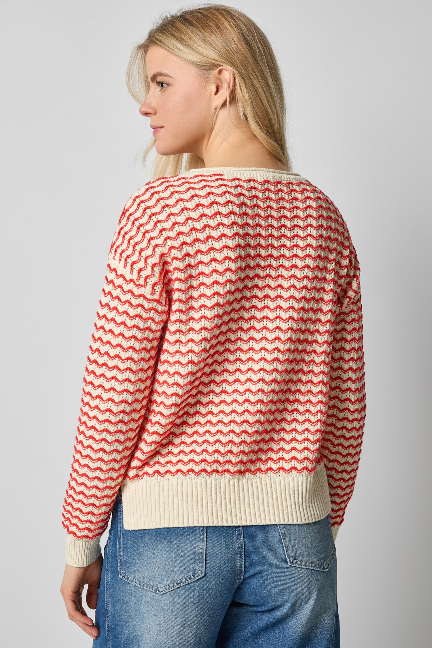 Long Sleeve Zig Zag Sweater in color Magnolia Zig Zag Image A2