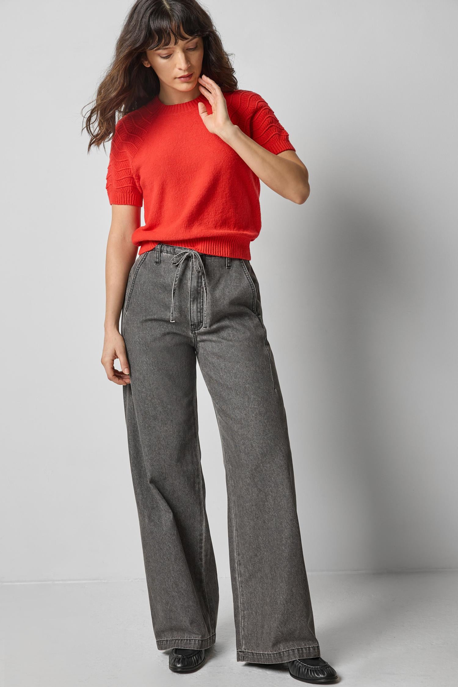 Textured Sleeve Sweater in color Fiesta Image A0