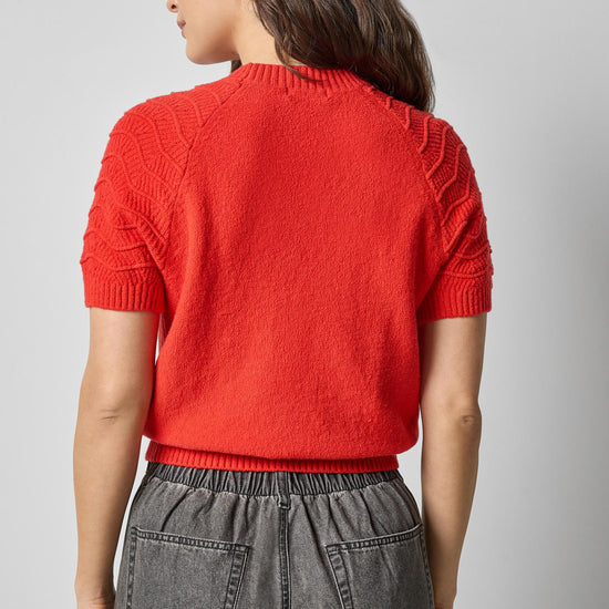 Textured Sleeve Sweater in color Fiesta Image A2