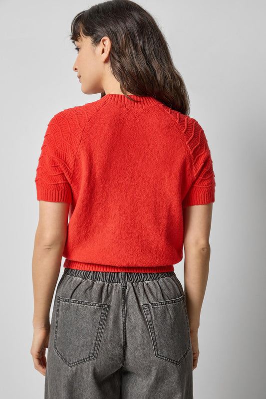 Textured Sleeve Sweater in color Fiesta Image A2
