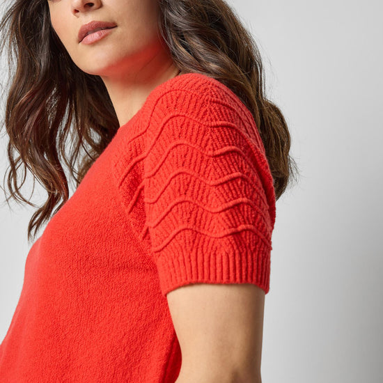 Textured Sleeve Sweater in color Fiesta Image A3