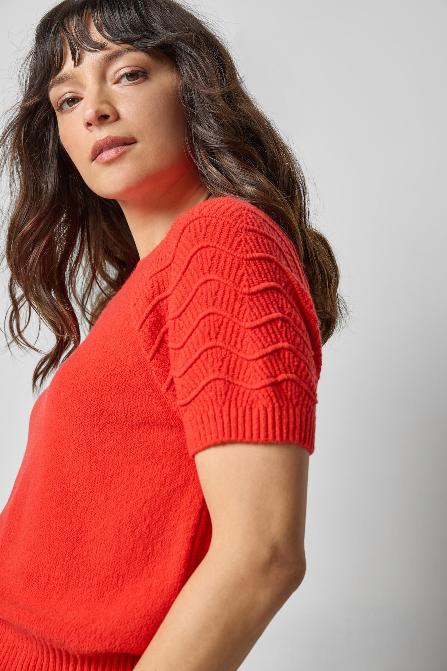 Textured Sleeve Sweater in color Fiesta Image A3