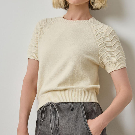 Textured Sleeve Sweater in color Magnolia Image A1