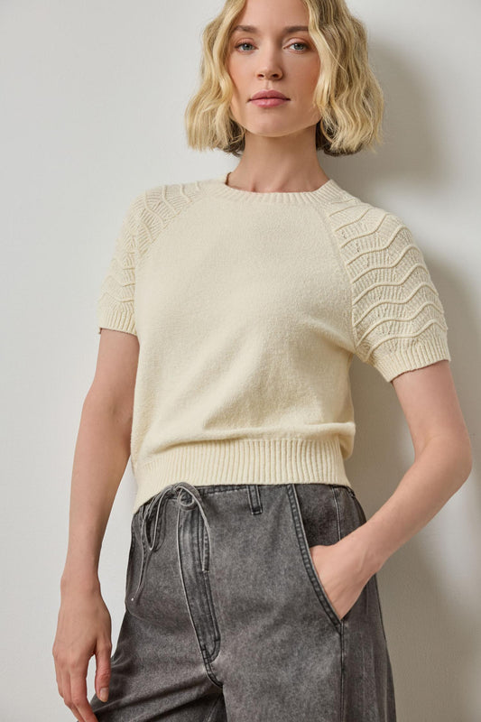Textured Sleeve Sweater in color Magnolia Image A1