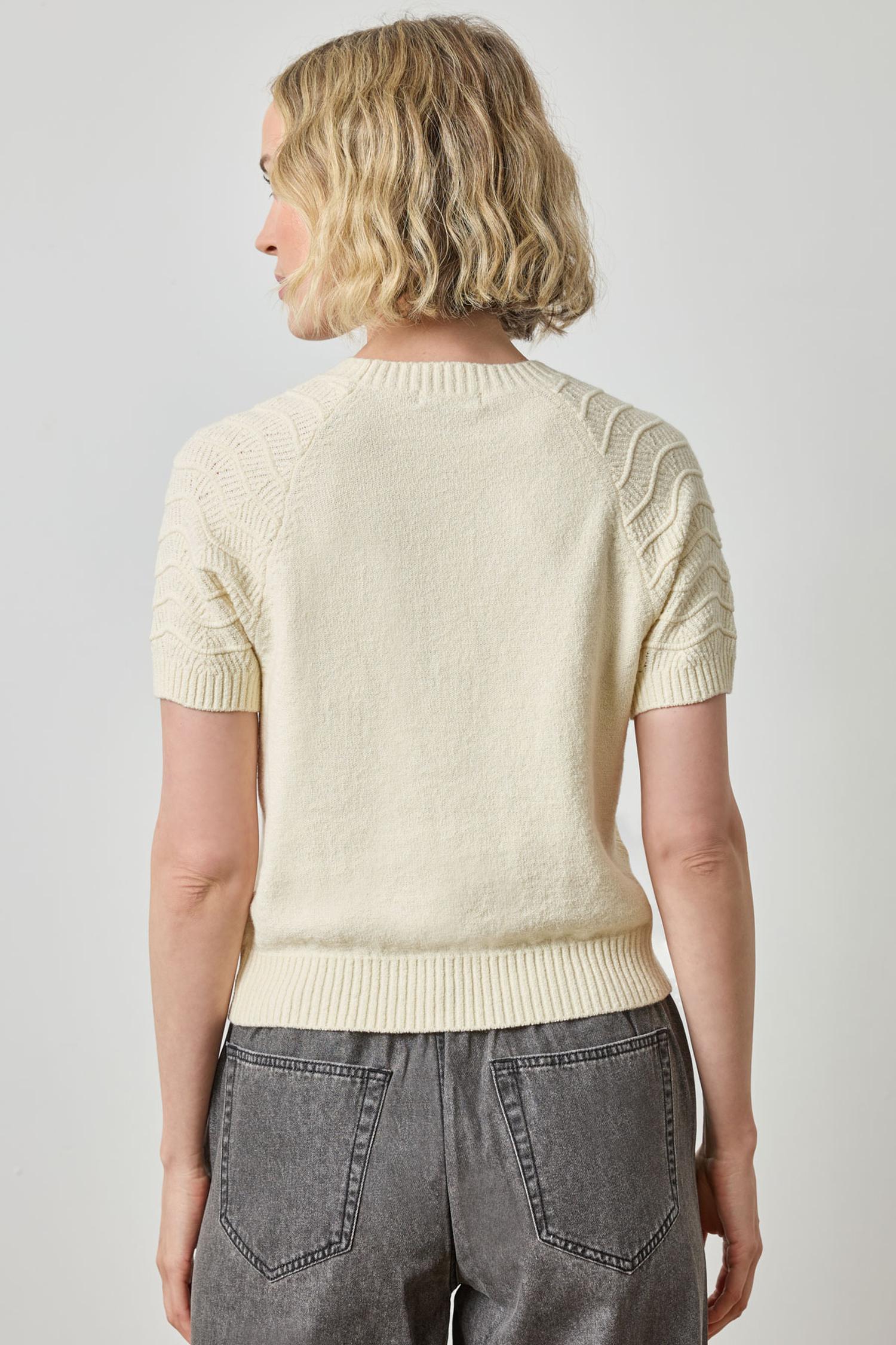 Textured Sleeve Sweater in color Magnolia Image A2