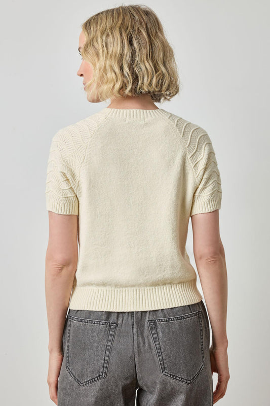 Textured Sleeve Sweater in color Magnolia Image A2