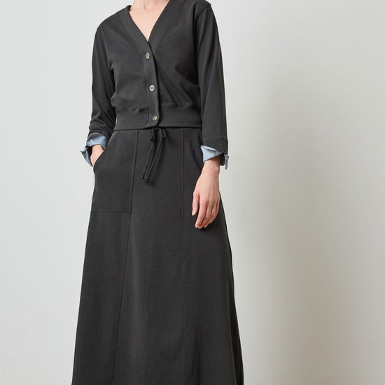 Rib Trim V-Neck Cardigan in color Black Image A3