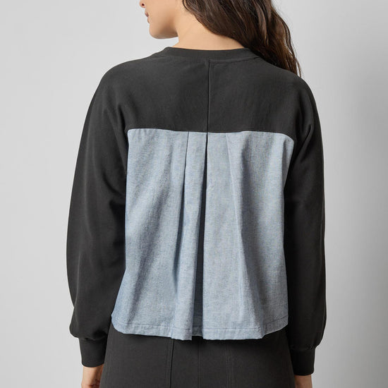 Pleat Back Crewneck in color Black Image A2