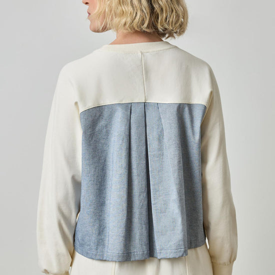Pleat Back Crewneck in color Magnolia Image A2