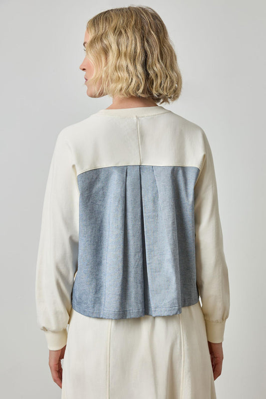 Pleat Back Crewneck in color Magnolia Image A2