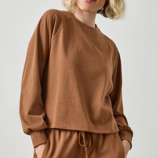 Pleat Back Crewneck in color Toffee Image A1