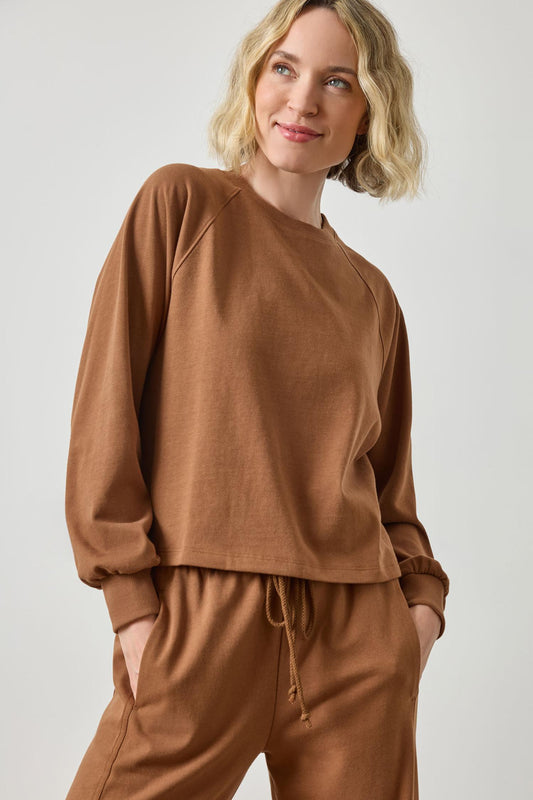 Pleat Back Crewneck in color Toffee Image A1