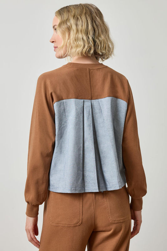 Pleat Back Crewneck in color Toffee Image A2