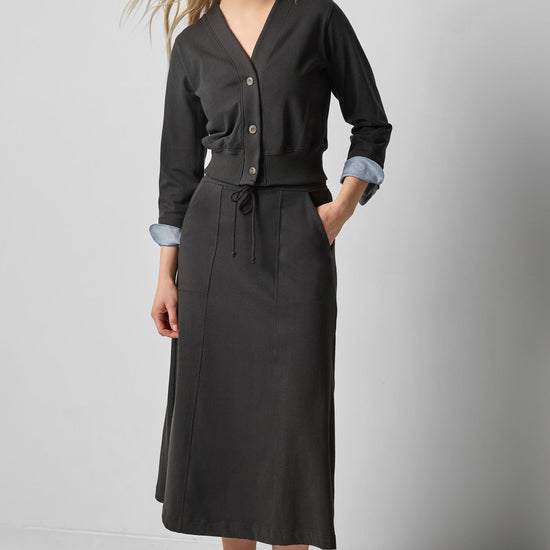 Drawcord Paneled Skirt in color Black Image A0