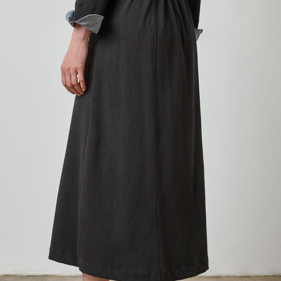 Drawcord Paneled Skirt in color Black Image A2