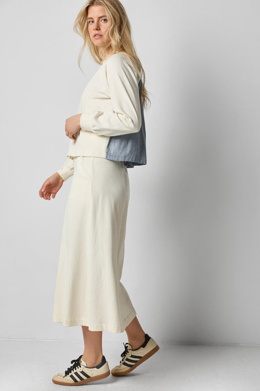 Drawcord Paneled Skirt in color Magnolia Image A0