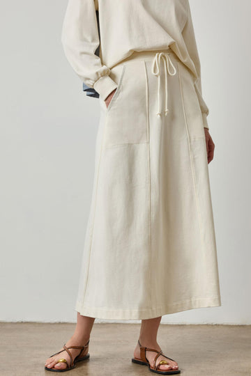 Drawcord Paneled Skirt in color Magnolia Image A1