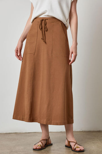 Drawcord Paneled Skirt in color Toffee Image A1