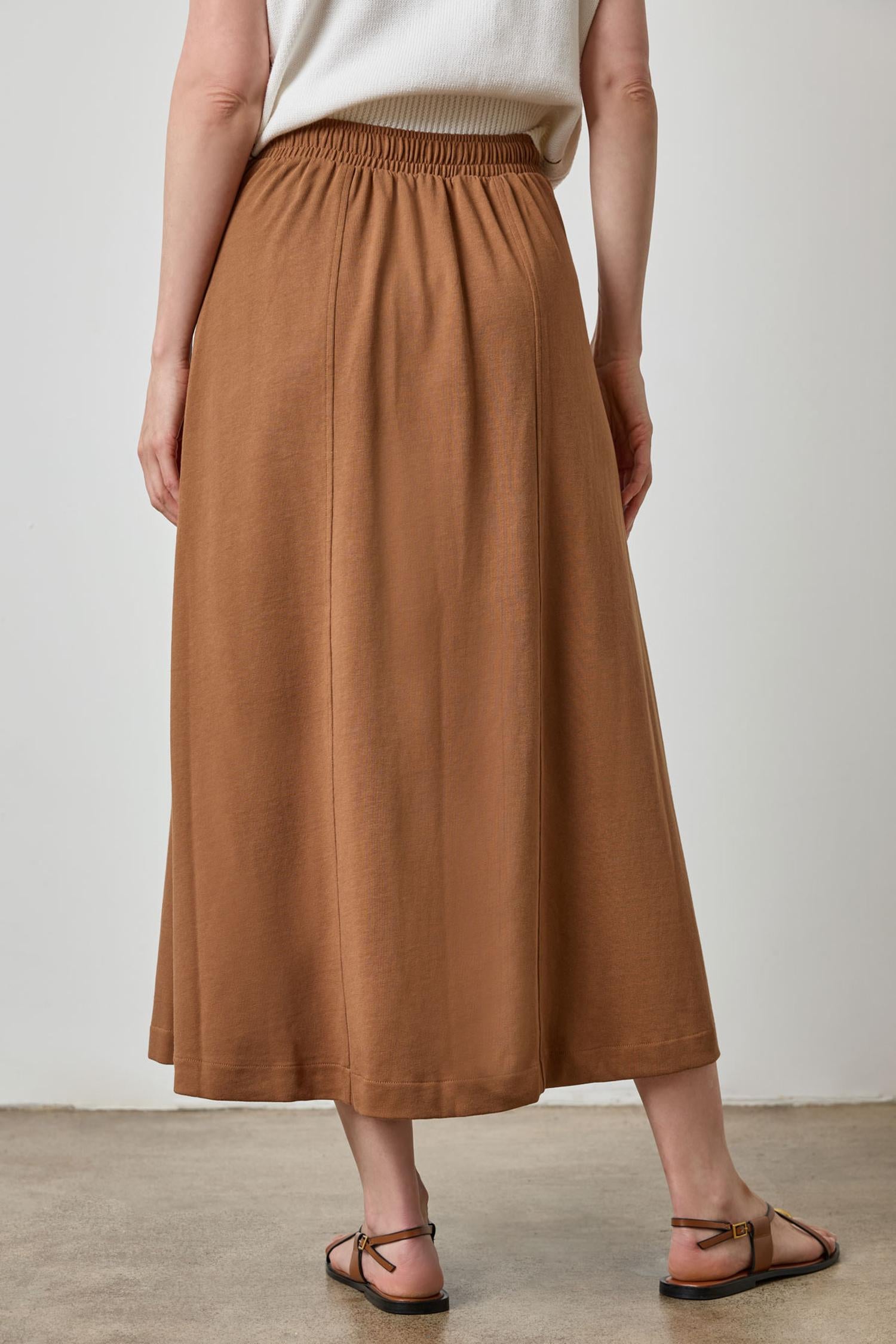 Drawcord Paneled Skirt in color Toffee Image A2