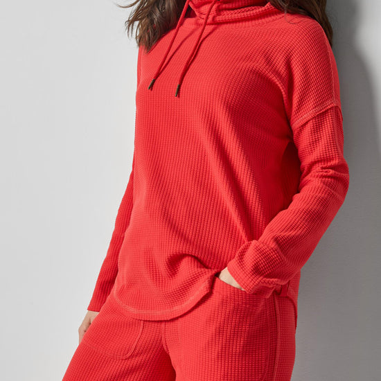 Rounded Hem Mock Neck in color Fiesta Image A1