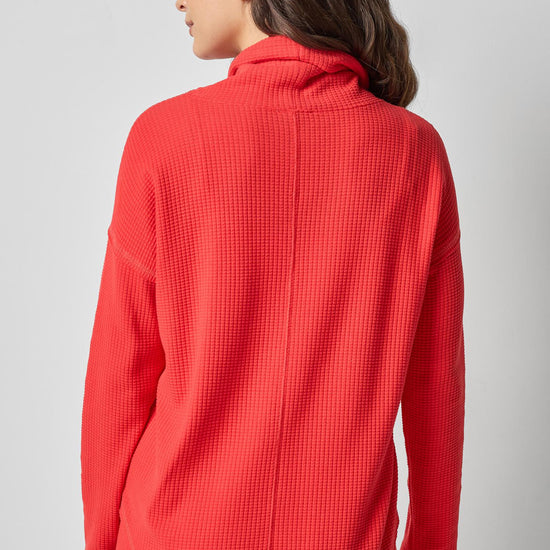 Rounded Hem Mock Neck in color Fiesta Image A2